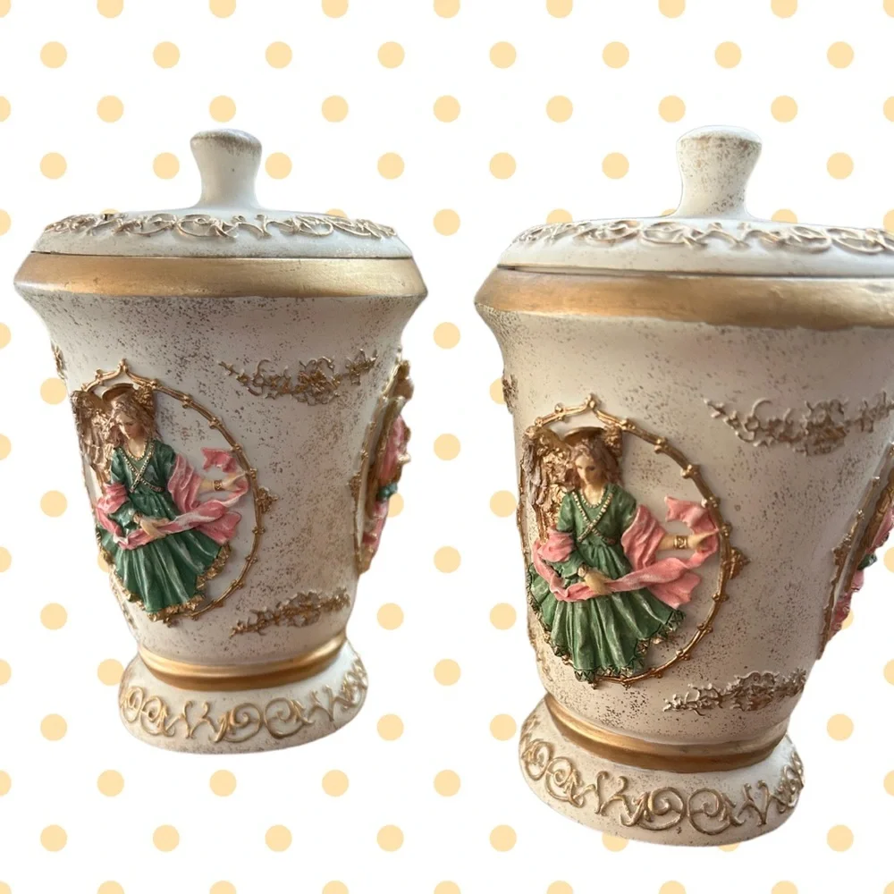 Rare 3D Cherubs 3 Angels Trinket decor Dish 5